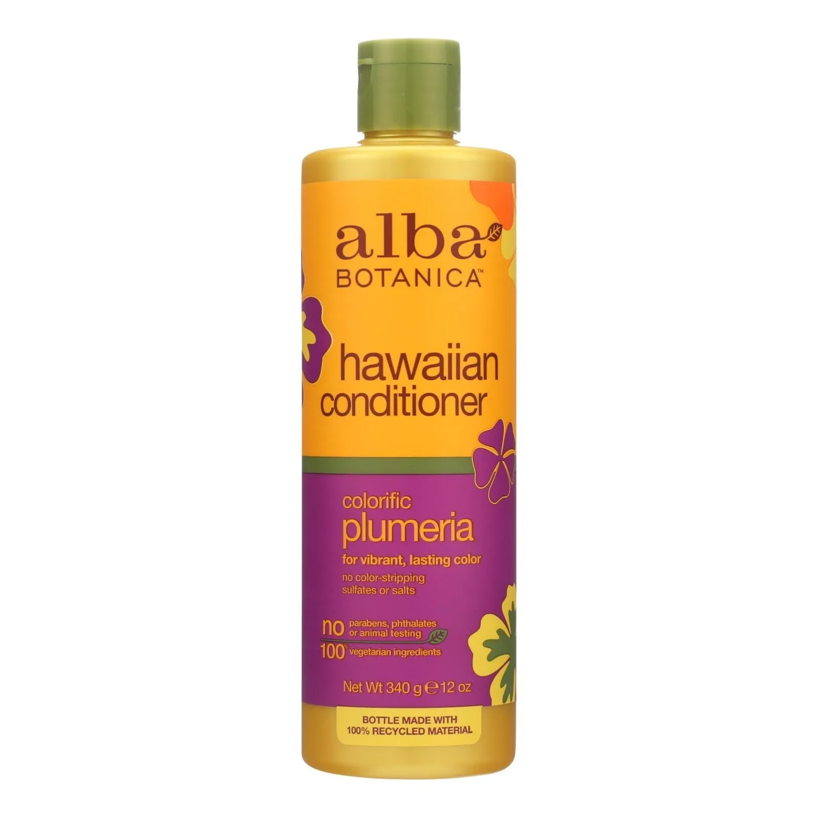 Alba Botanica Hawaiian Hair Conditioner Plumeria, Hydrating and Volumizing, 12 Fl Oz