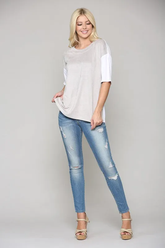 Ali Suede & Knit Combo Top