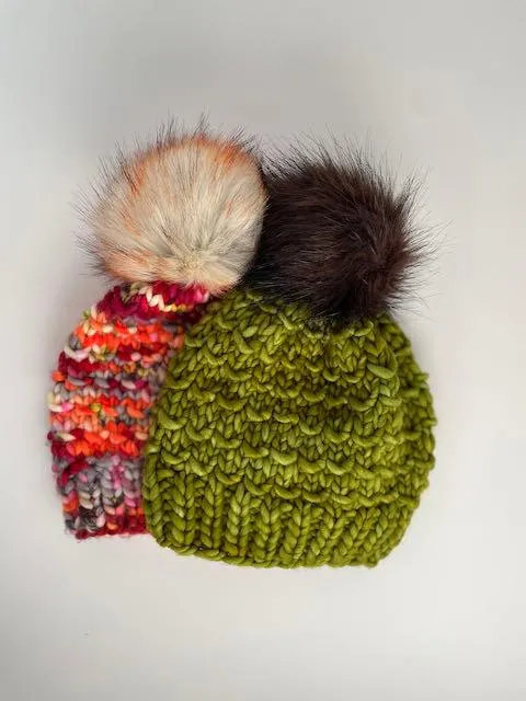 Bamboo Beanie in Lettuce/espresso pom