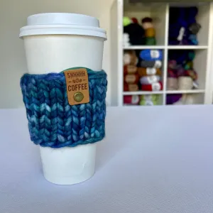 Blue Merino Wool Coffee Cozy