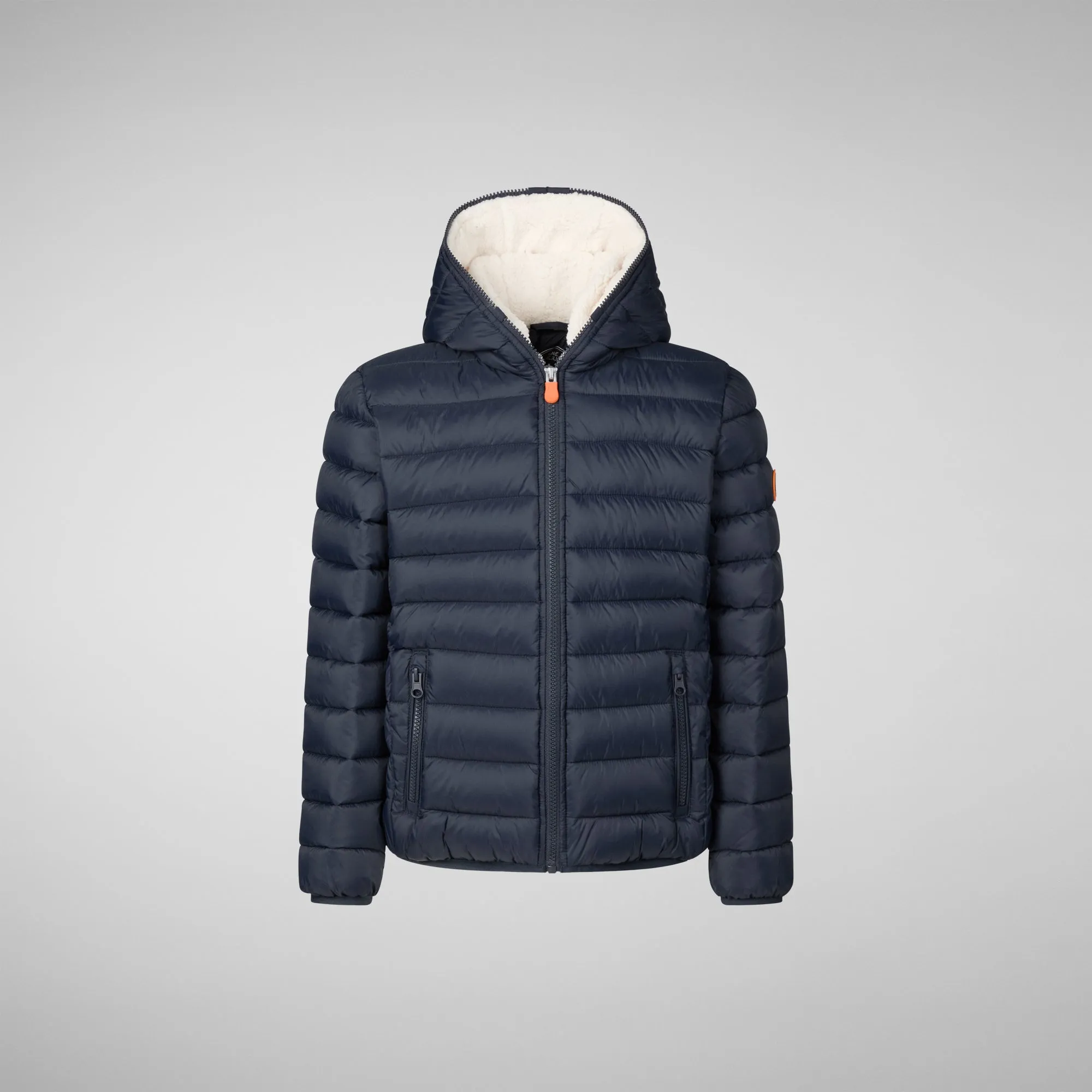 Boys' animal free Puffer jacket with teddy lining Finnegan in blue black