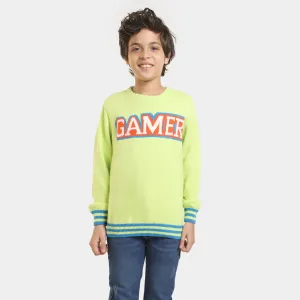 Boys Cotton Full Sleeves Sweater -Neon Green