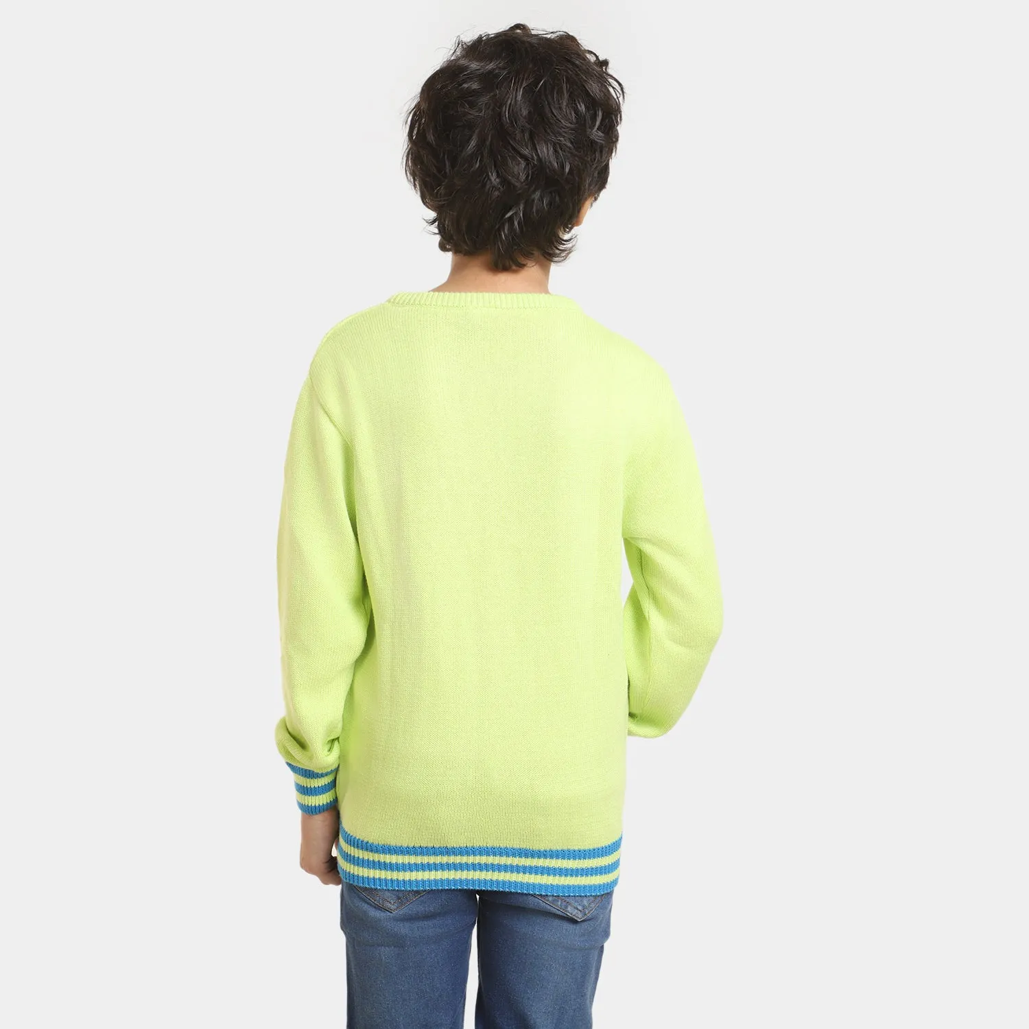 Boys Cotton Full Sleeves Sweater -Neon Green