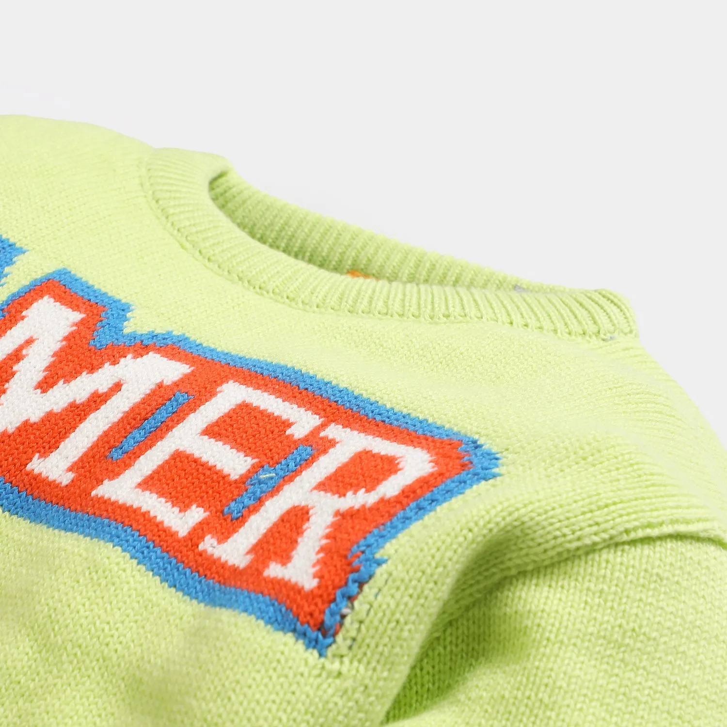 Boys Cotton Full Sleeves Sweater -Neon Green