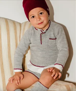 Boys Gray and Burgundy Short Set