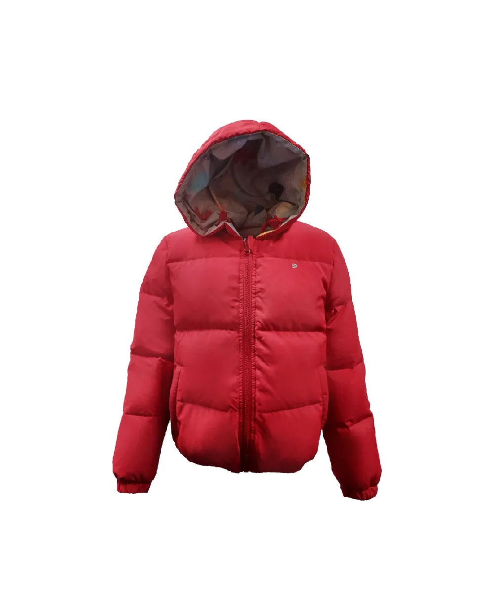 Boy's Reversible Down Jacket With Alphabet Print