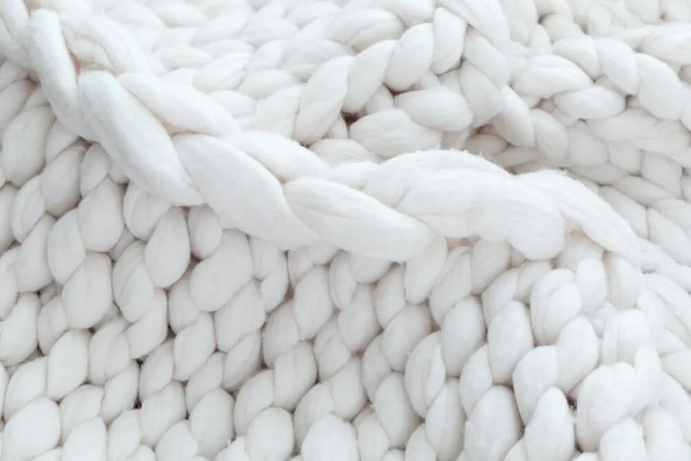 Bright WHITE Chunky Knit Blanket -Super Chunky Knit Merino Wool 40" x 63" Throw Blanket Giant Knit-Cuddly Ultra Soft