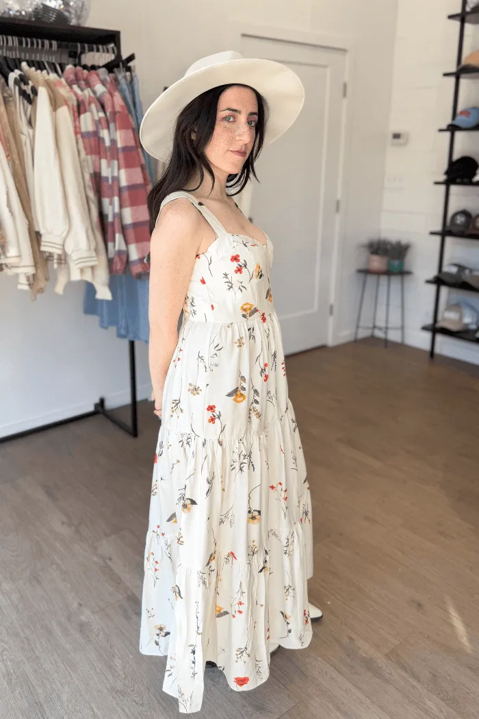 Bust Detailed Floral Midi Dress