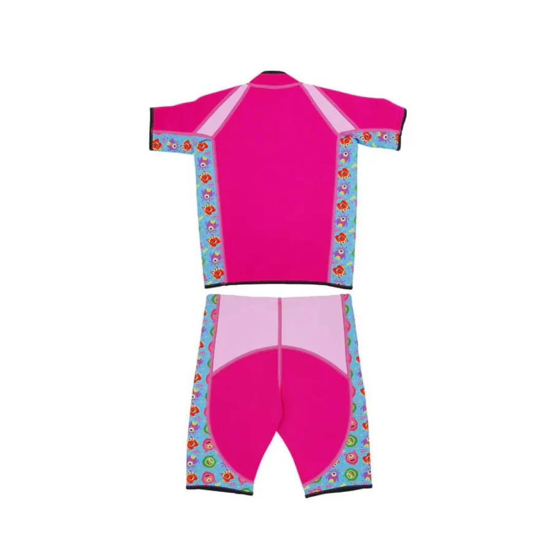 Cheekaaboo Twinwets Toddler Thermal Swimsuit UPF50  Pink Monster