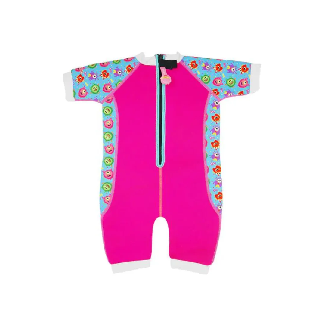 Cheekaaboo Warmiebabes Baby & Toddler Thermal Swimsuit UPF50  Pink Monster