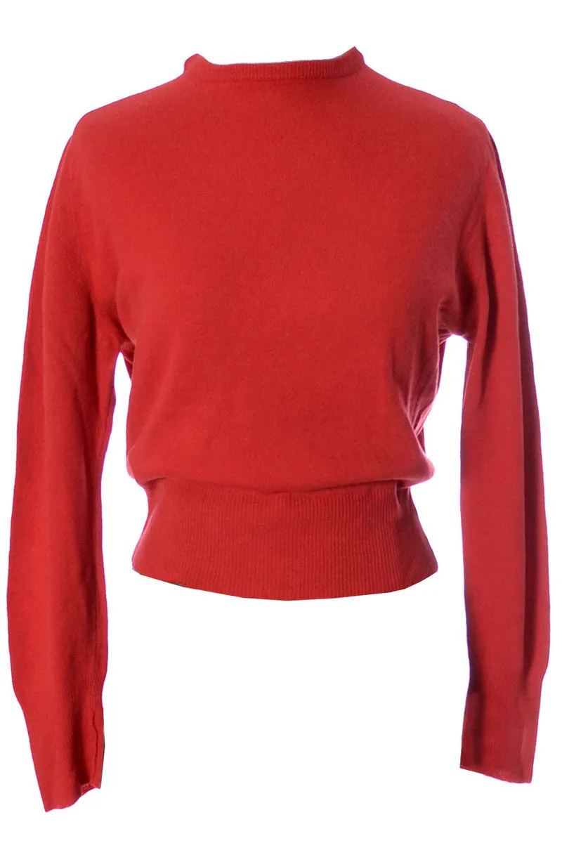 Cherry Red 1950's Lazarus vintage cashmere sweater