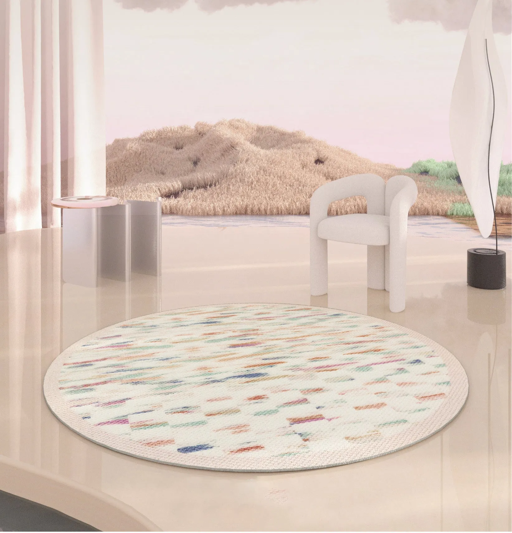 Colorful Wool Circle Rug