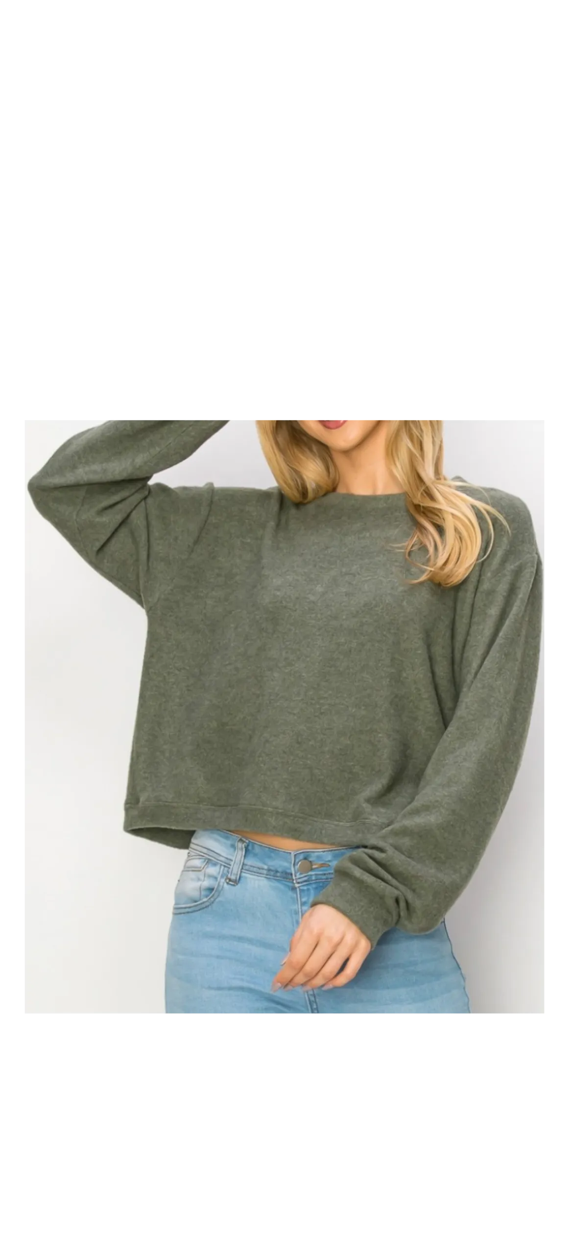 Comfy top with long sleeves in h. evergreen cozy brushed Jersey