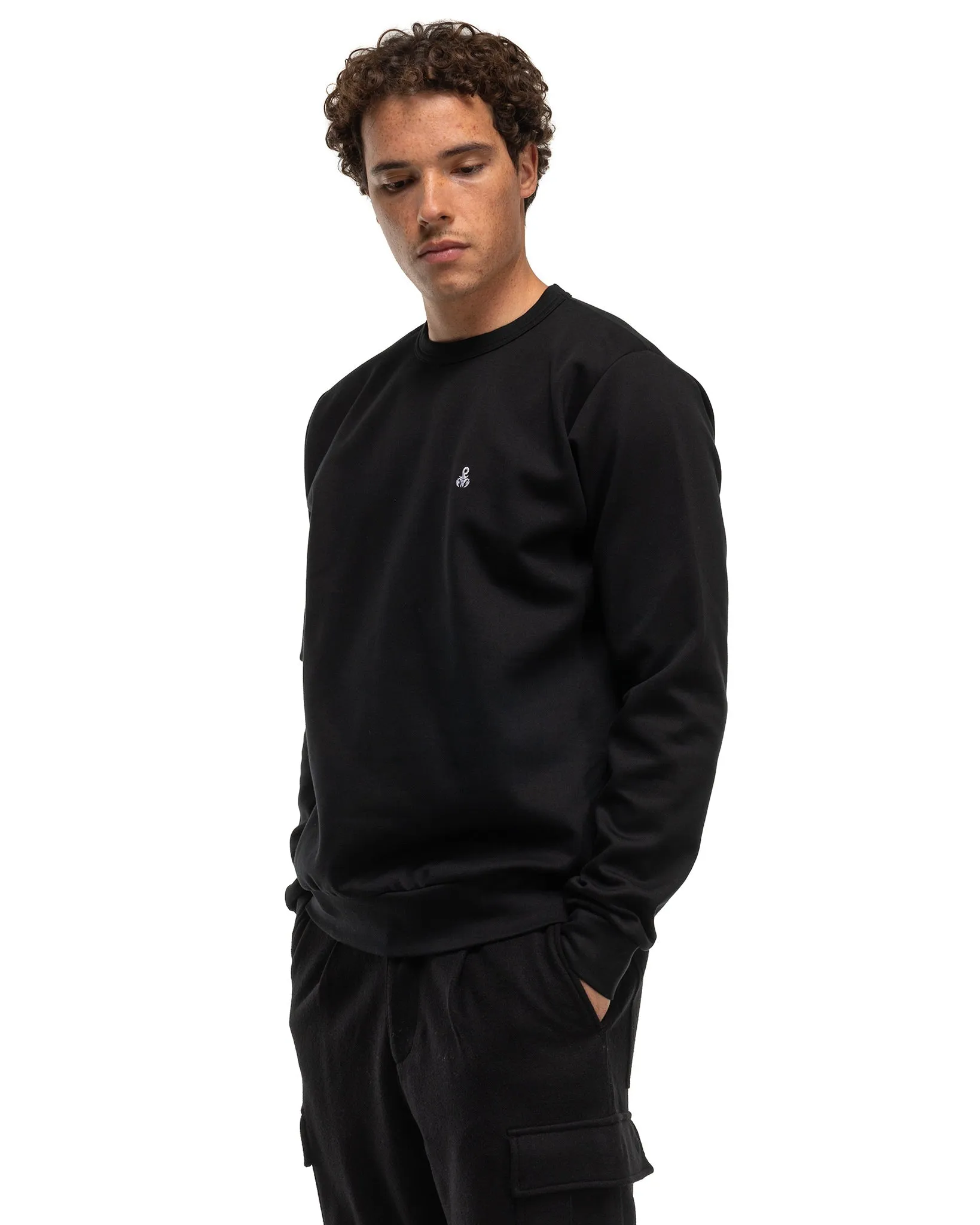 Compact Double Knit Crewneck Top Black