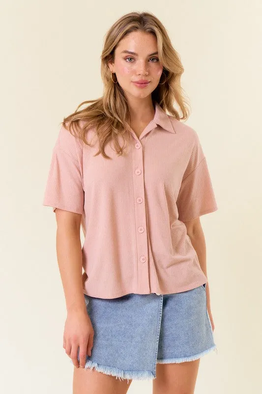 Cozy Rib Collared Button Down