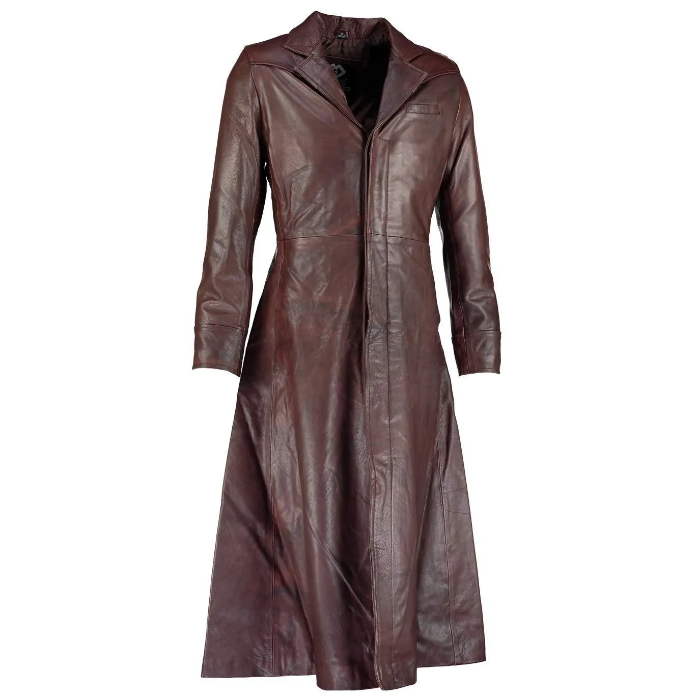 Detective Brown Gothic Long Leather Trench Coat