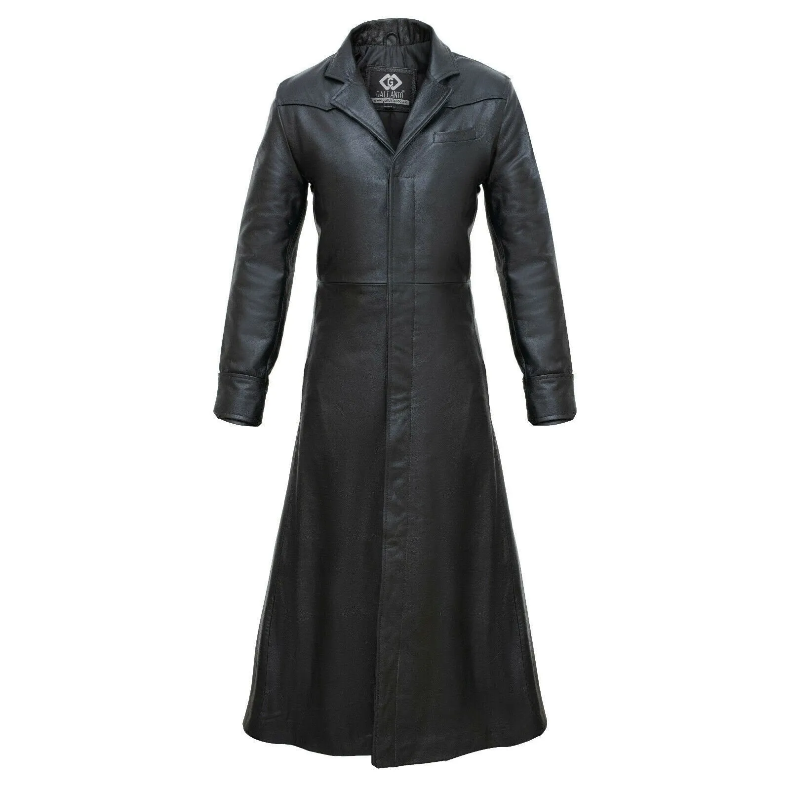 Detective Neo Matrix Style Black Gothic Style Men’s Leather Trench Long Coat