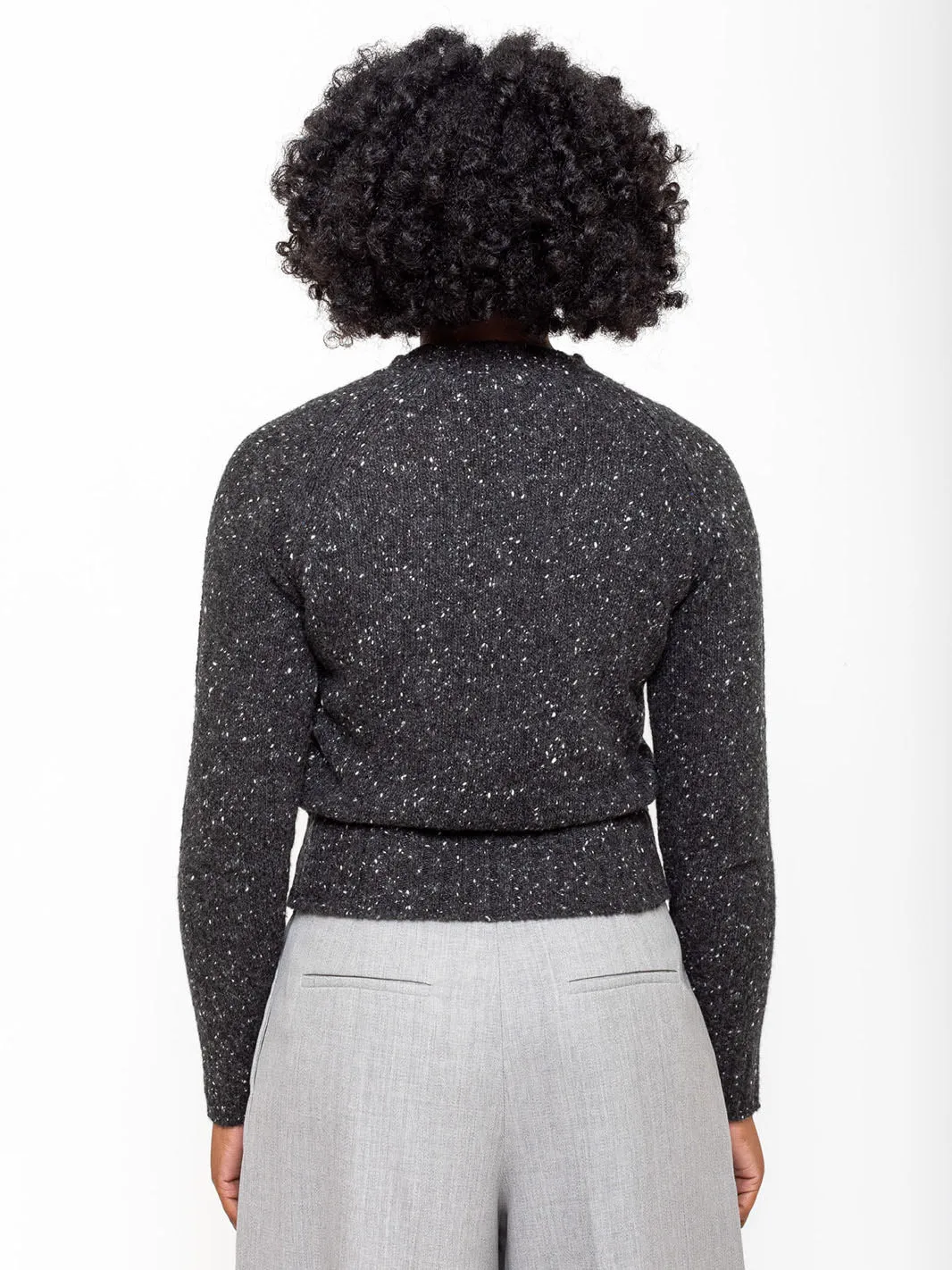 Donegal Tweed Short Pullover - Charcoal