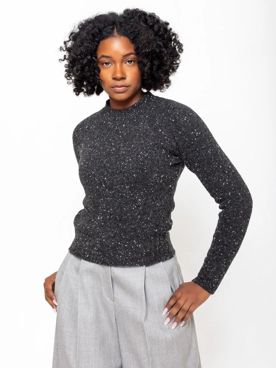 Donegal Tweed Short Pullover - Charcoal