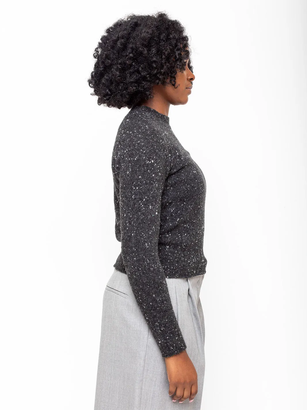 Donegal Tweed Short Pullover - Charcoal