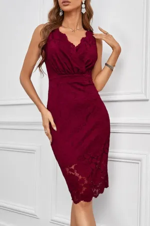 El Kanna Lace Deep V Neck Body Dress. Fall Clearance!