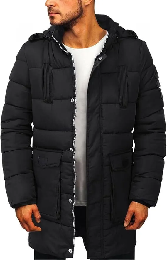 Fashion Men's Long Style Hooded Puffer Jacket