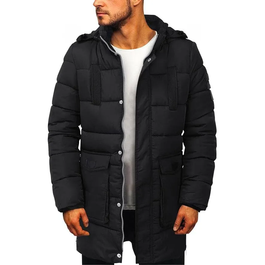 Fashion Men's Long Style Hooded Puffer Jacket