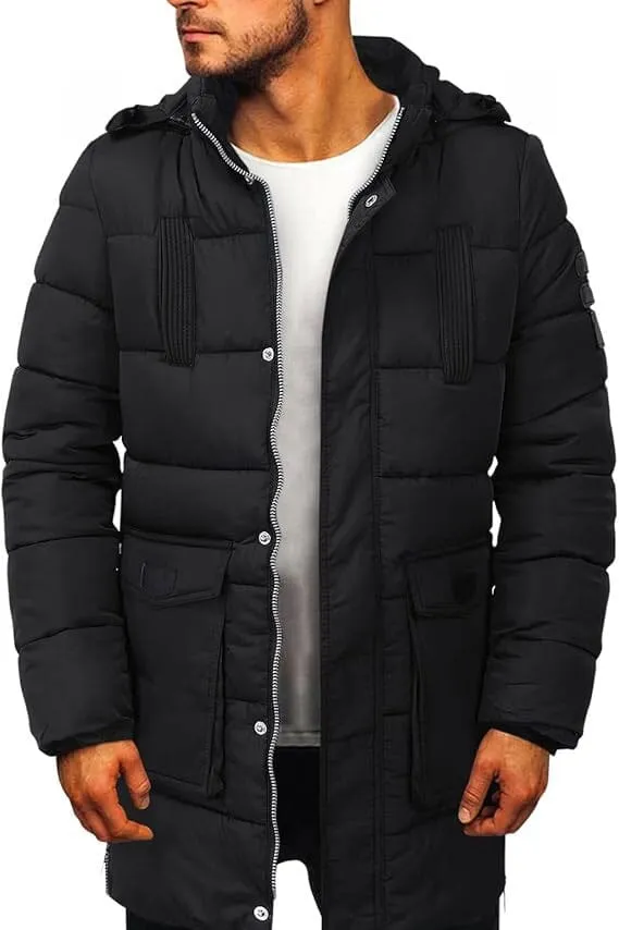 Fashion Men's Long Style Hooded Puffer Jacket