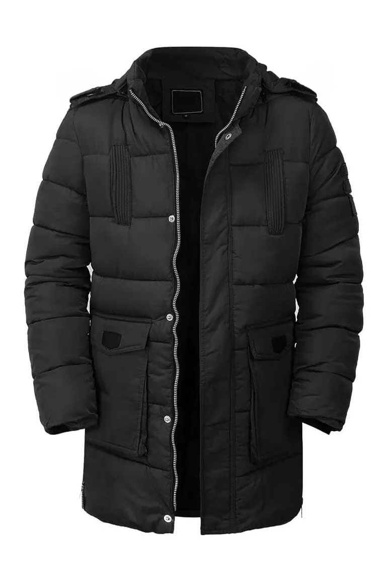 Fashion Men's Long Style Hooded Puffer Jacket