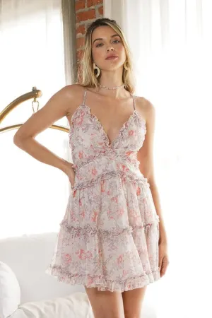 Floral Pink Ruffle Cami Mini Dress