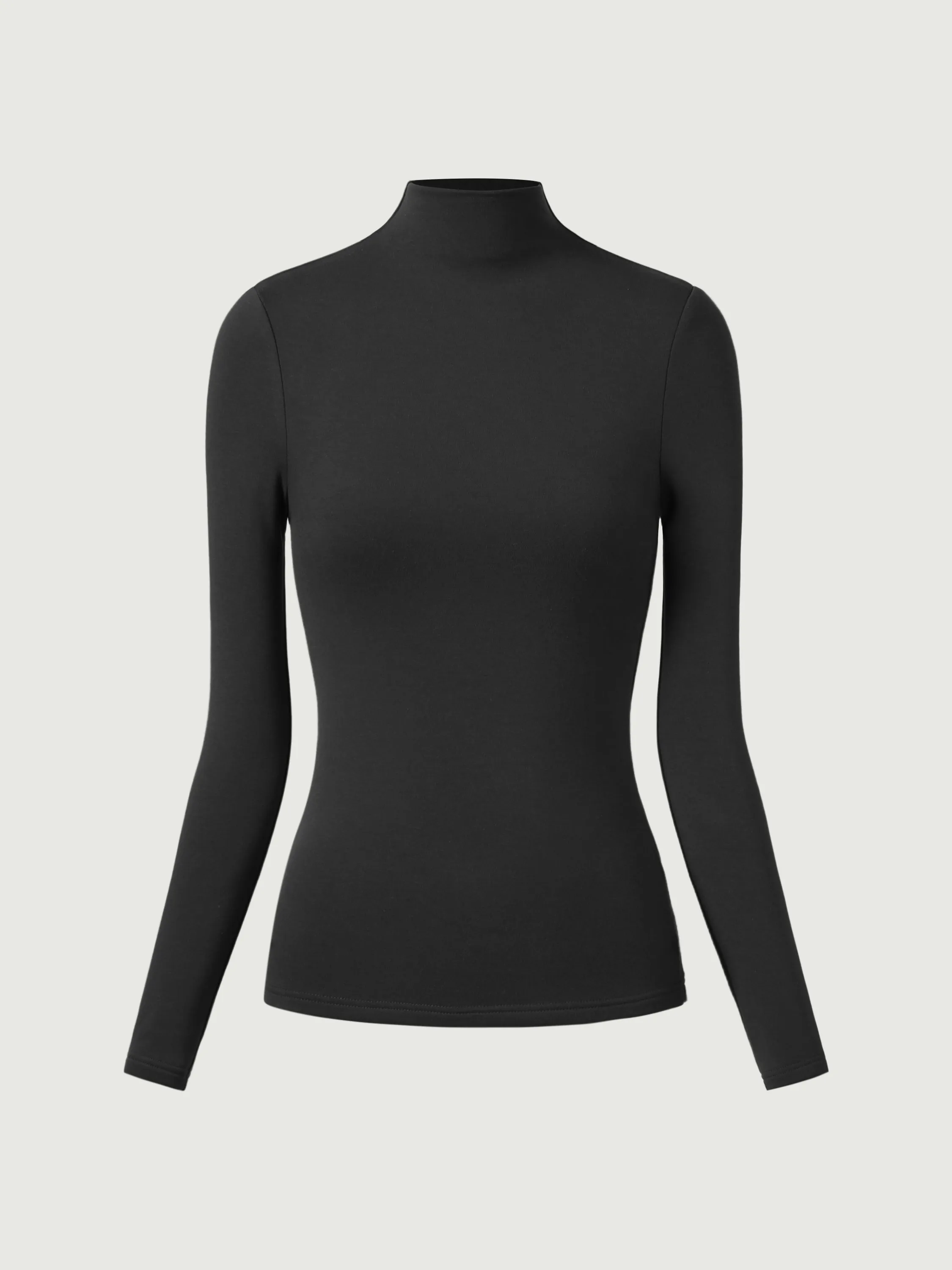 Hip-Length Mockneck Top-Brushed Inside