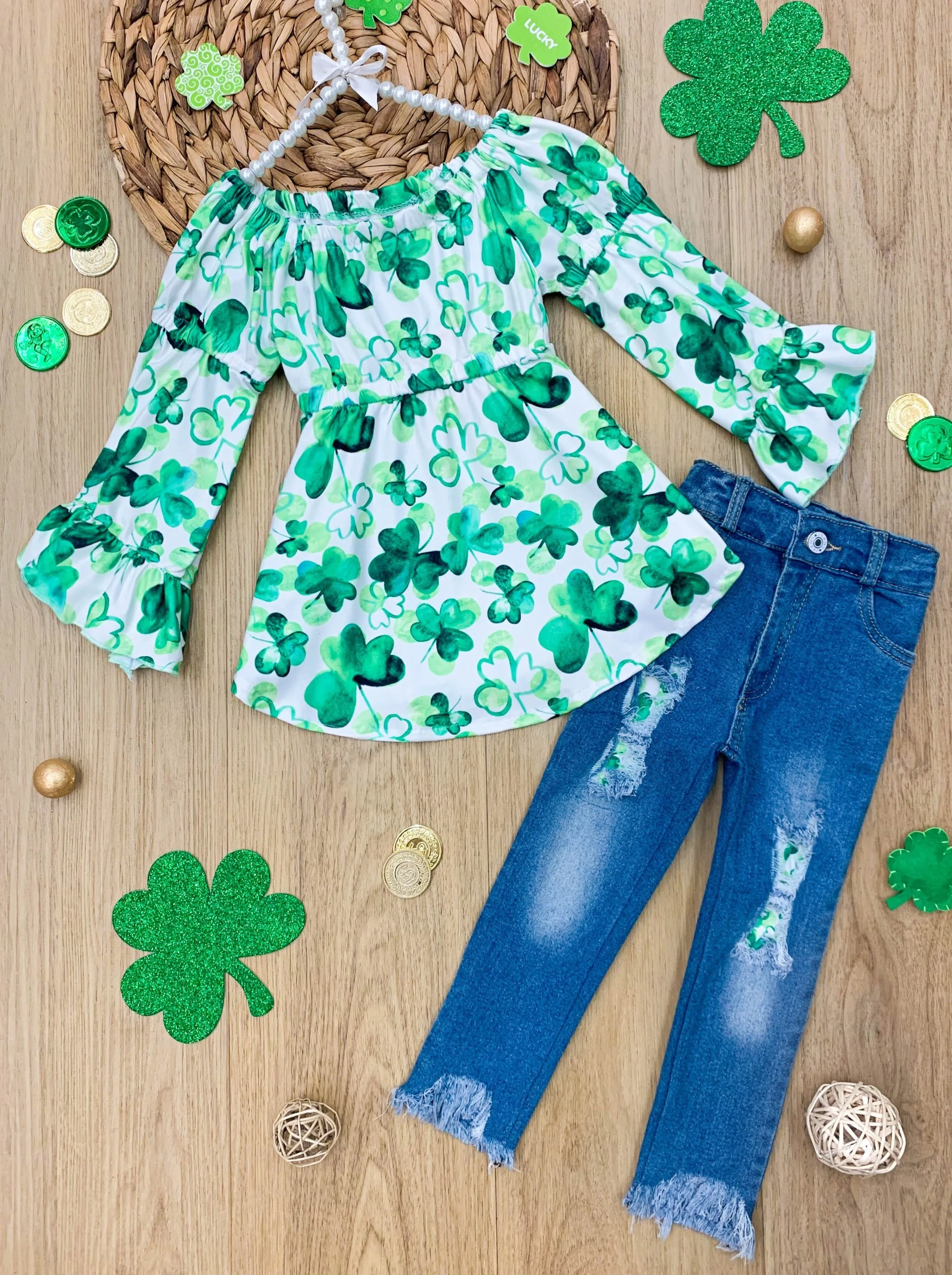 Irish Pride Patched Jeans Set