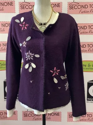 Liz Claiborne Purple Patch Wool Cardigan (M)