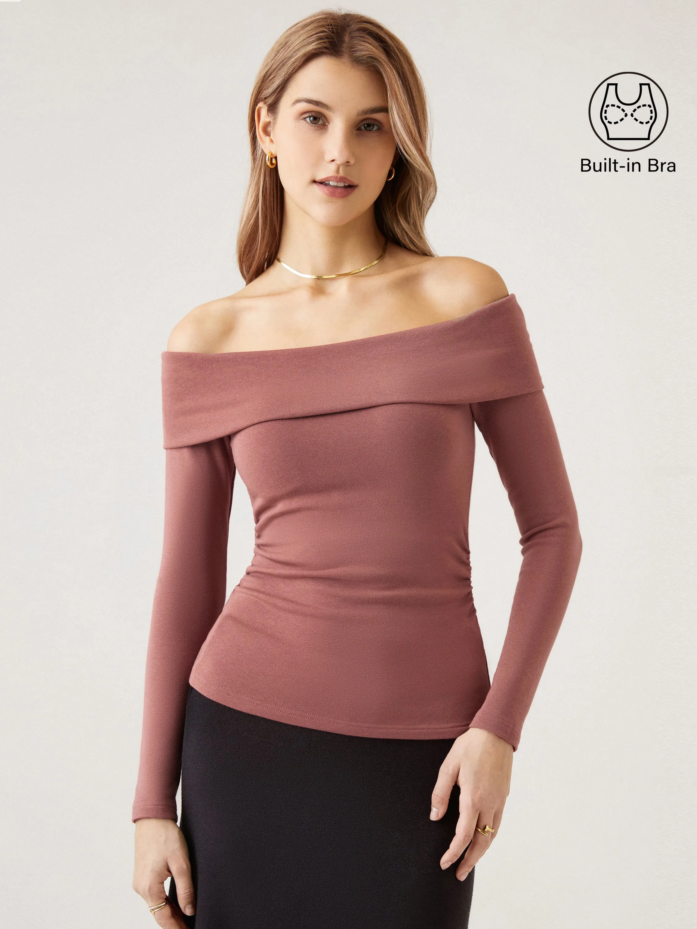 Long Sleeve Off The Shoulder Brami Top