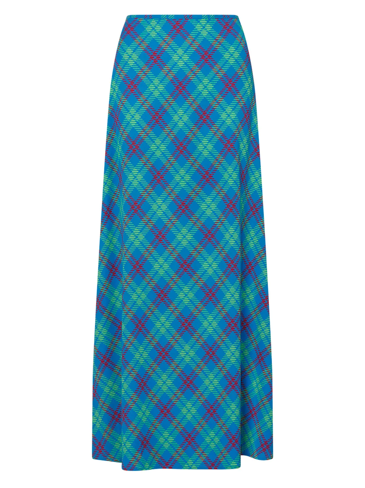 Mali Blue Check Maxi Skirt