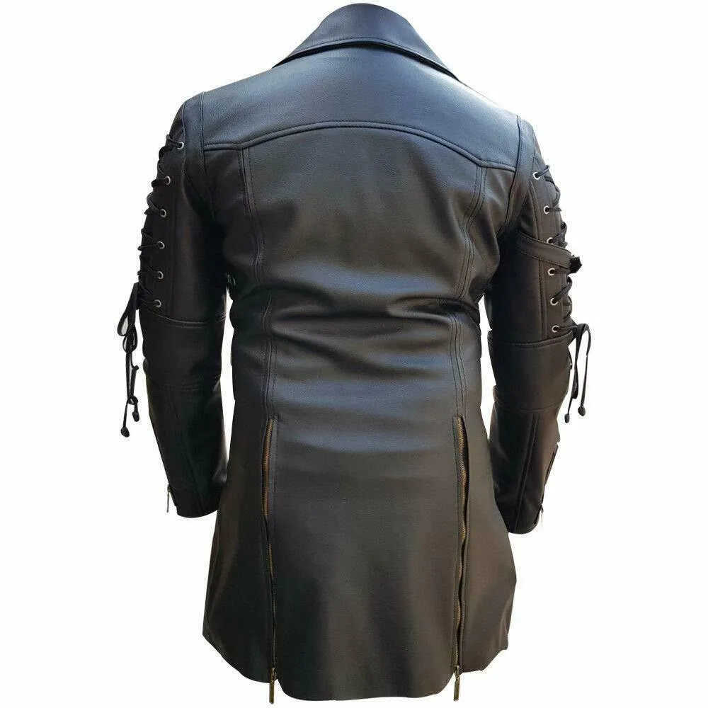 Men's Van Helsing Steampunk Black Leather Trench Coat