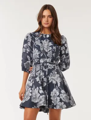 Natalie Printed Skater Mini Dress