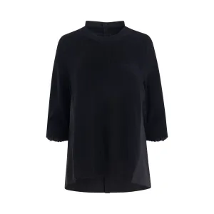 Panelled Crewneck Knit Pullover in Black