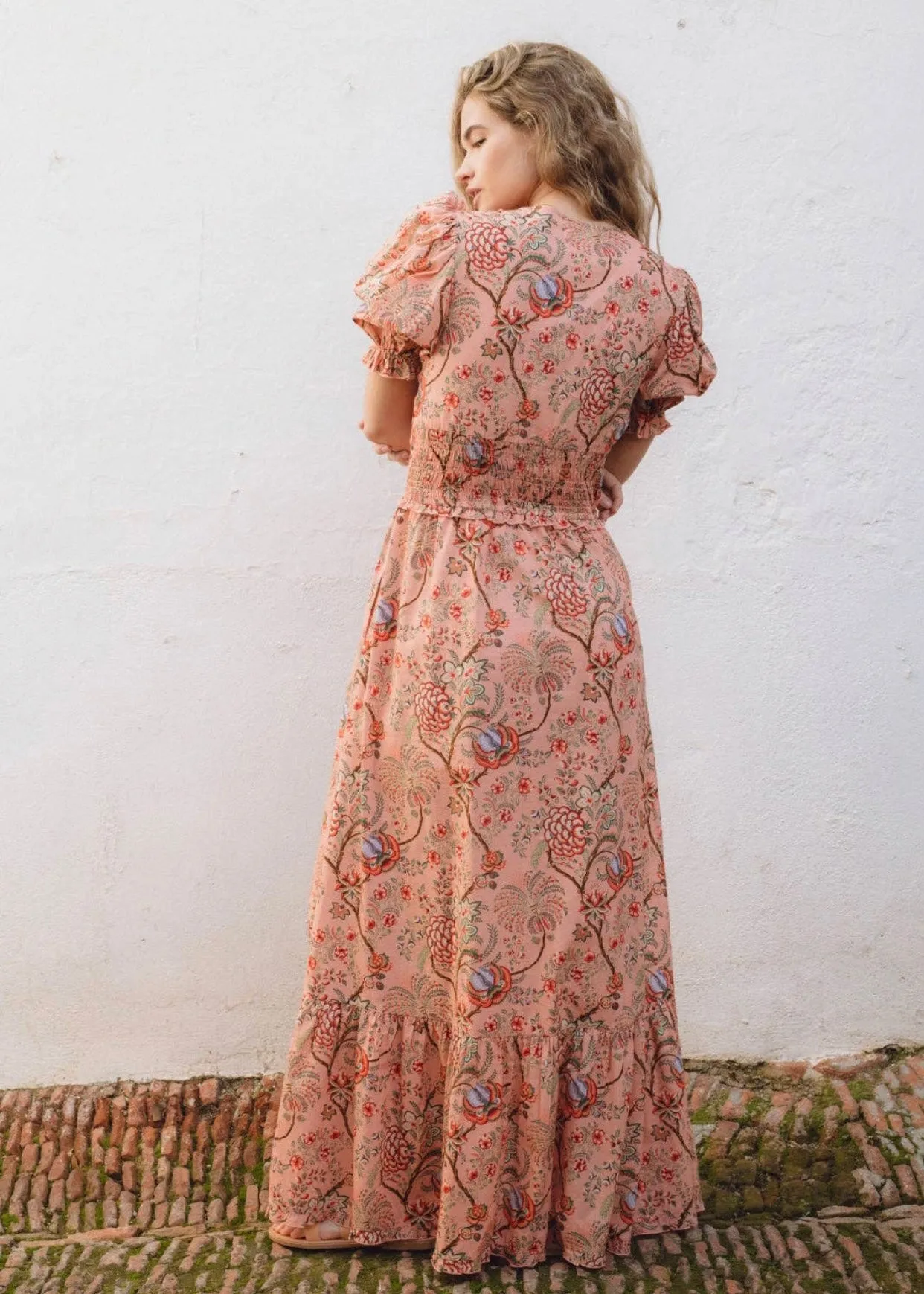 Peach India Smocked Dress