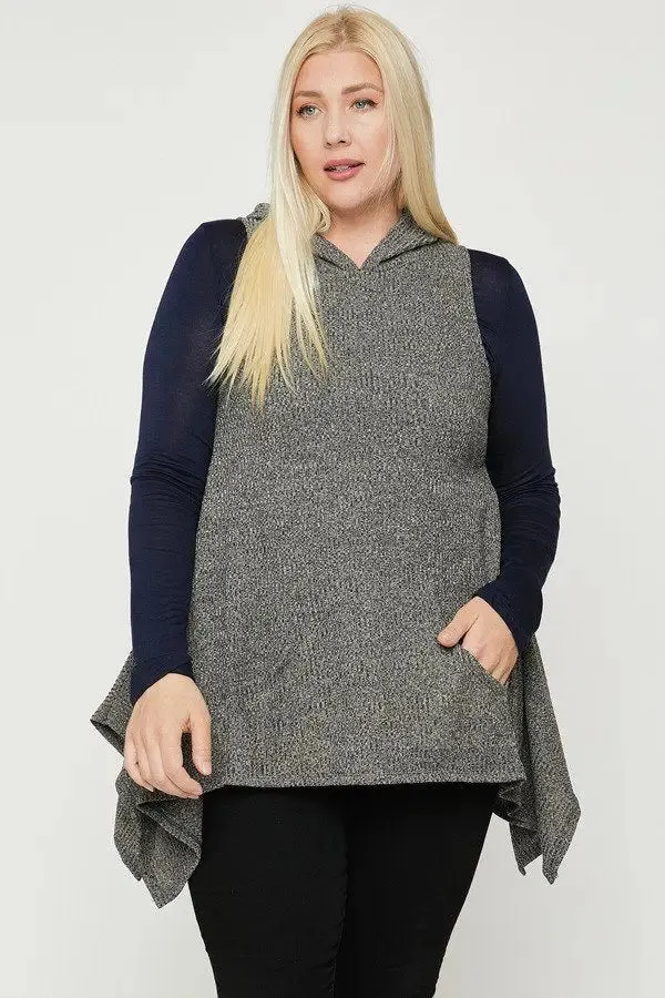 Plus Size Two Tone Knit, Sleeveless Top