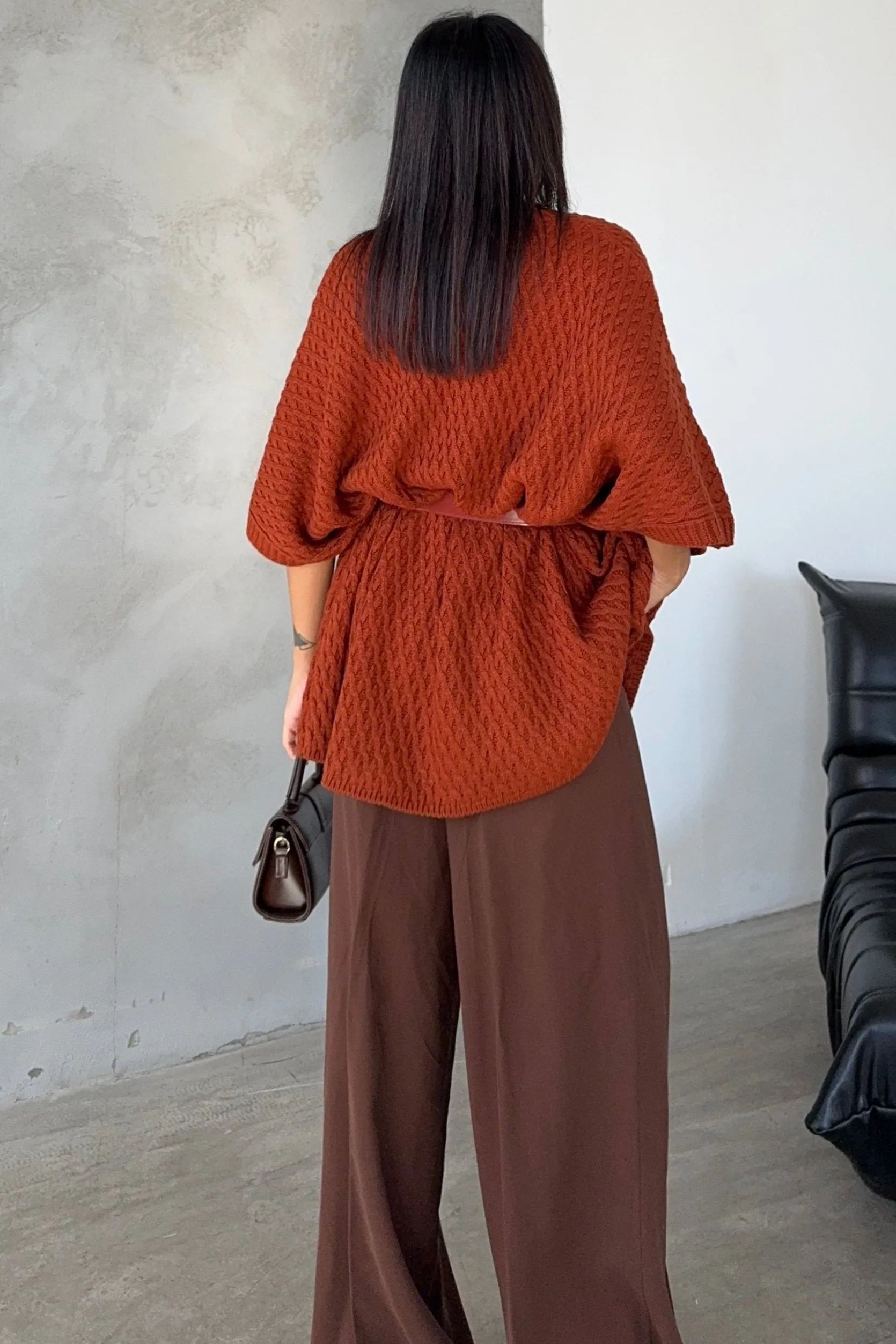 Rust Red Cardigan with Wrap Style