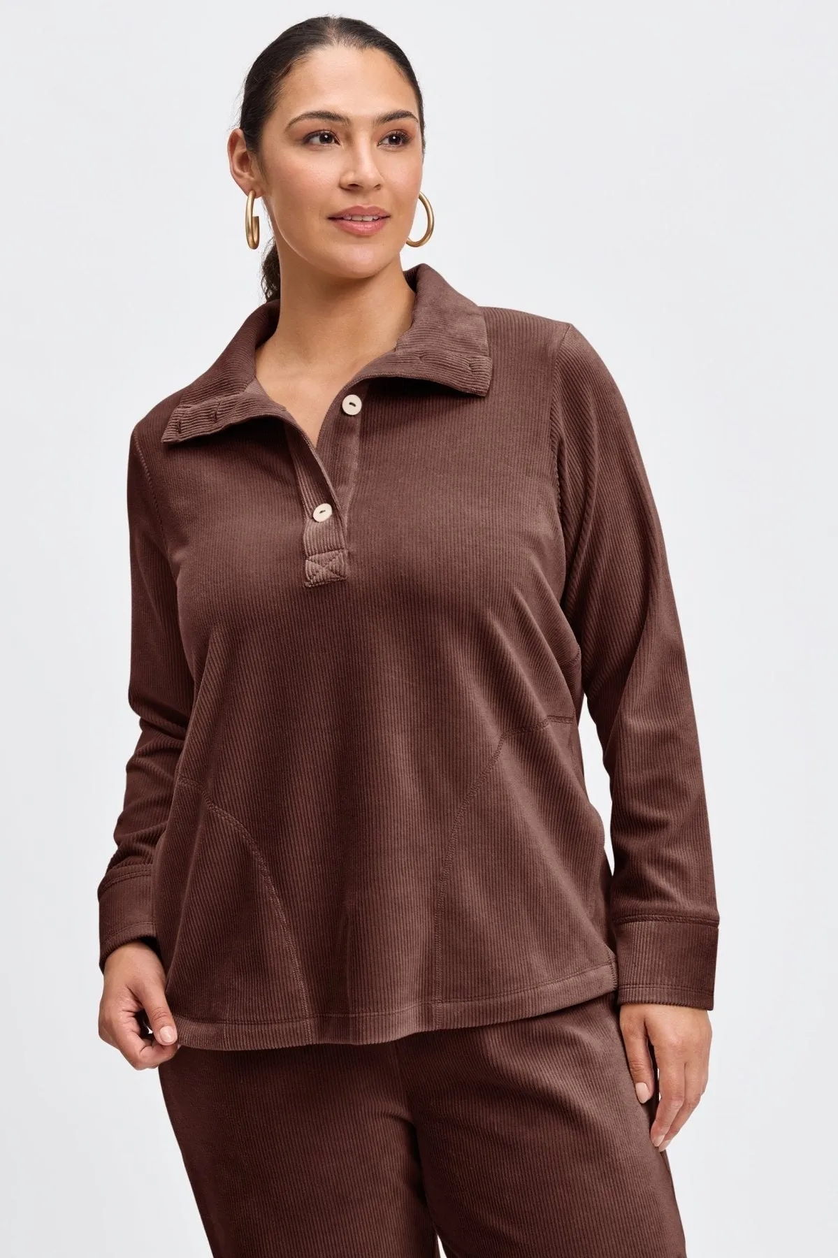 Sammy Plus Long Sleeve Plush Cord Popover