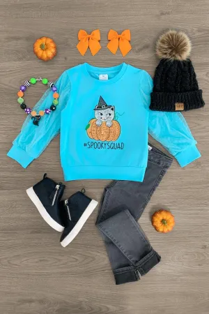 #SpookySquad Sequin Pumpkin Cat Top