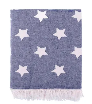 Star Fleece Lined Throw - Navy