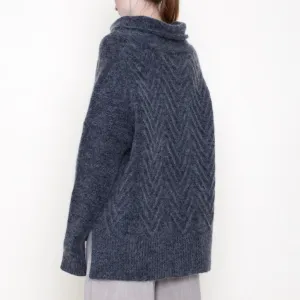 Szeki Charcoal Chevron Funnel Sweater