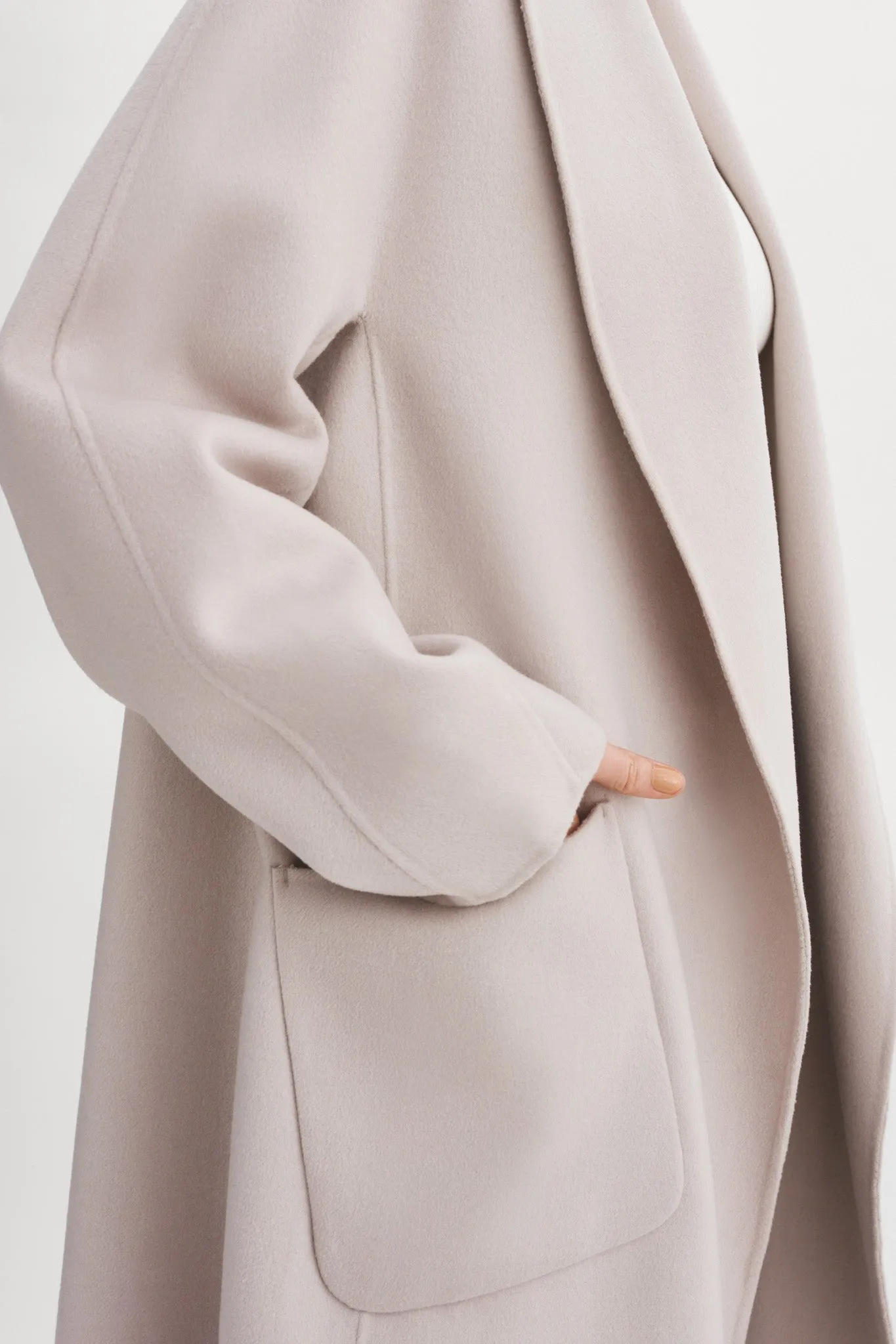 Thara Shawl Collar Wool Coat | Feather Grey