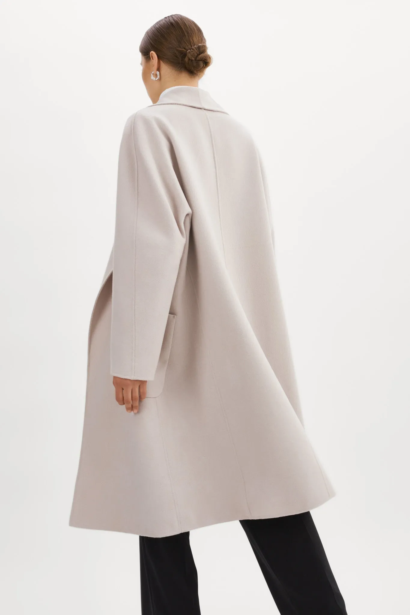 Thara Shawl Collar Wool Coat | Feather Grey