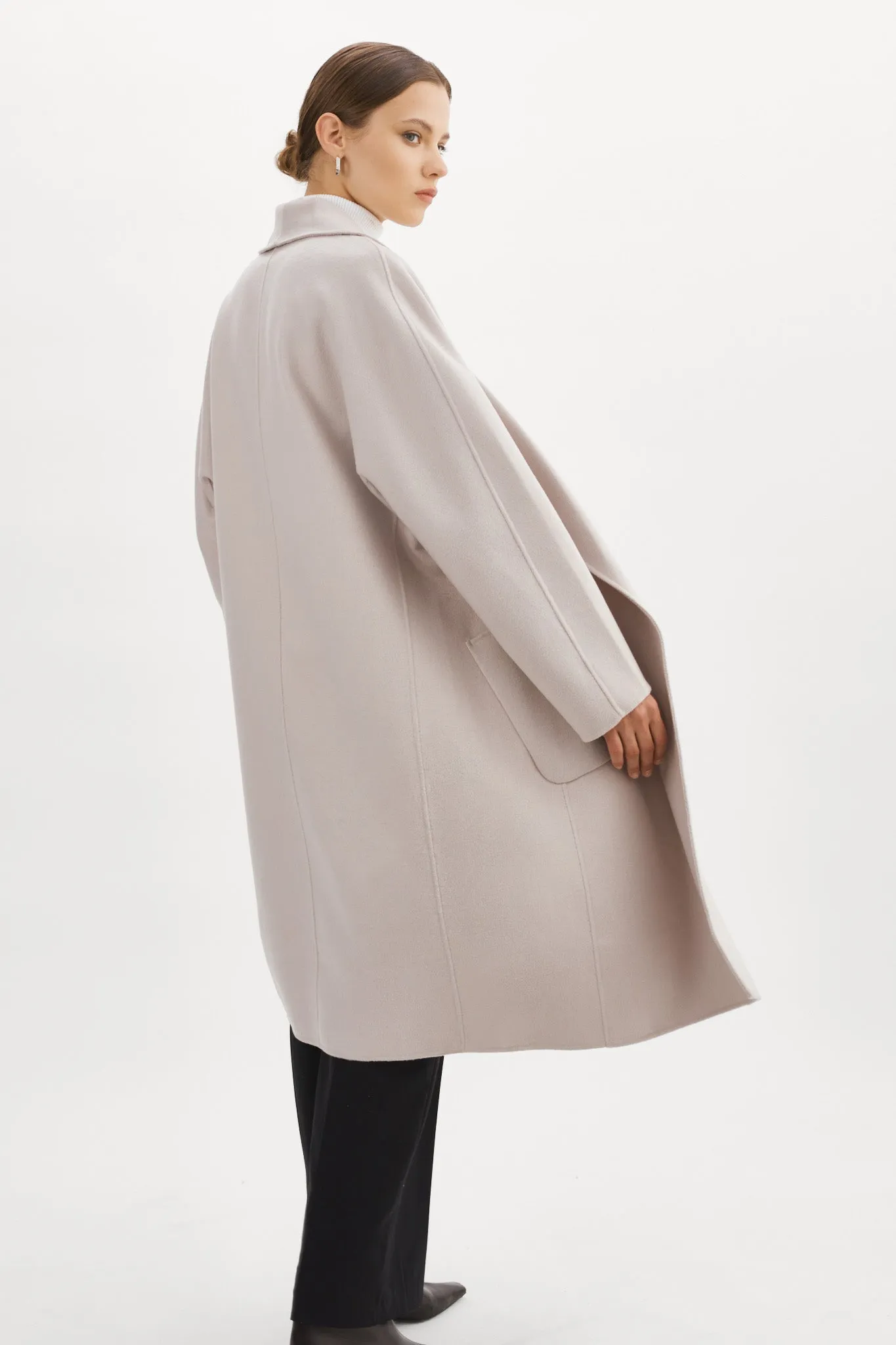 Thara Shawl Collar Wool Coat | Feather Grey