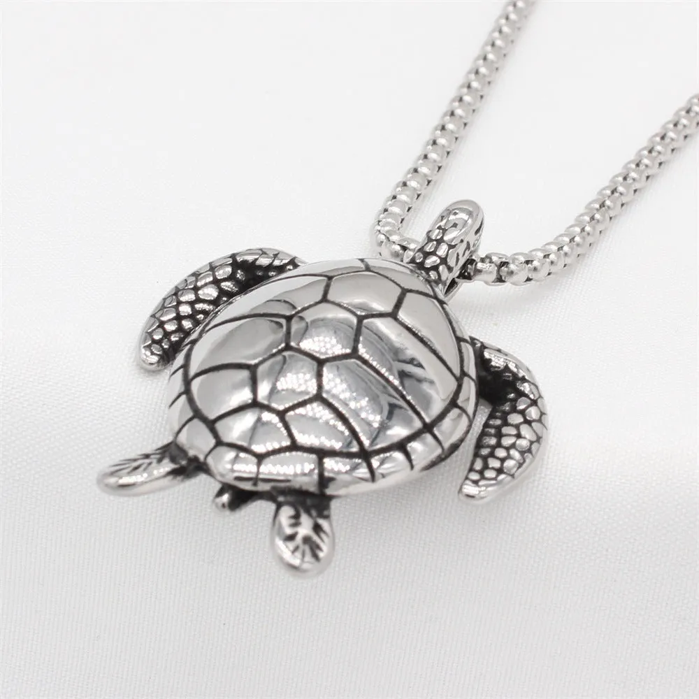 Titanium Steel Trendy Turtle Pendant for Men - Hip Hop Style Chain