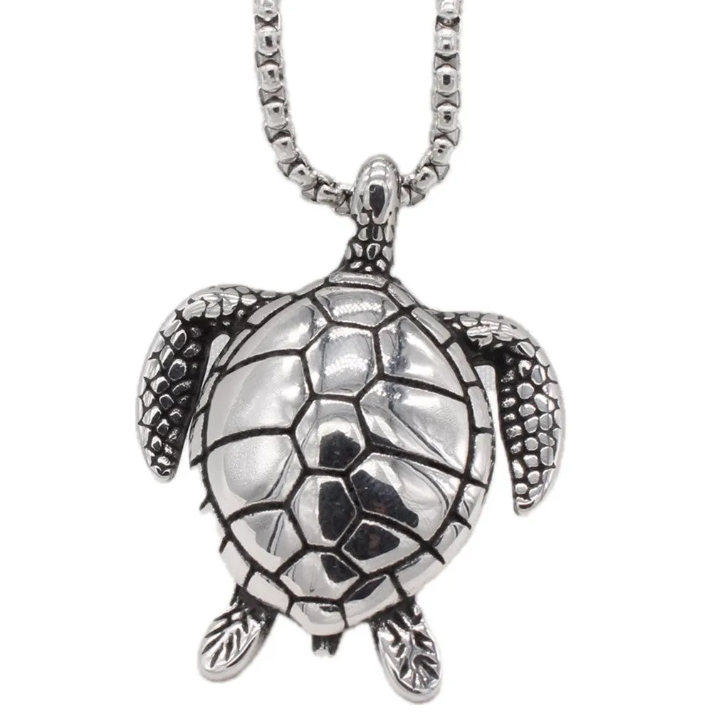 Titanium Steel Trendy Turtle Pendant for Men - Hip Hop Style Chain